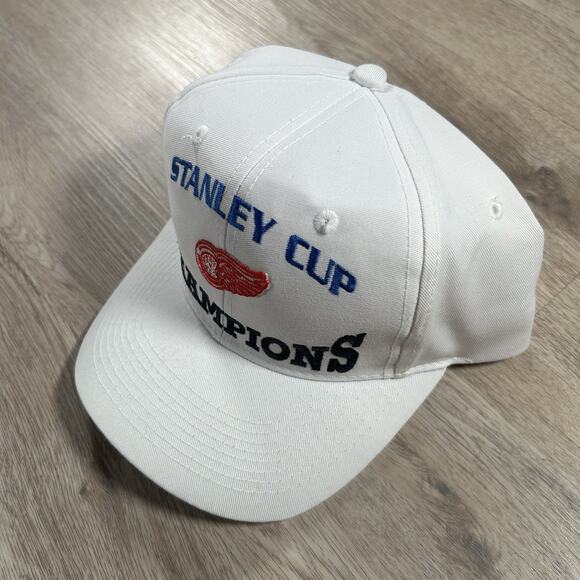 Vintage 1998 Detroit Red Wings Hat Snapback NHL White Stanley Cup Logo 7 Cap - Picture 7 of 8
